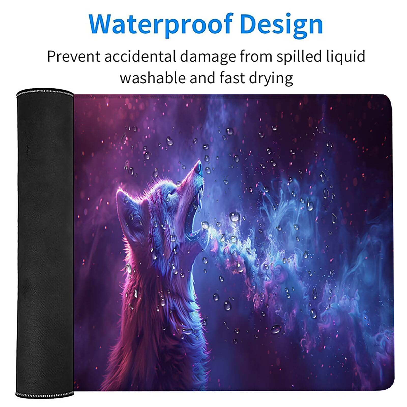 Azul Alfombrilla Ratón XXL 1600x800x3mm, Lobo Grande Mouse Pad I-4504 | Alfombrilla Ratón Gaming Mejora la Precisión y la Velocidad, Alfombrilla Escritorio para Jugadores de PC, Oficina