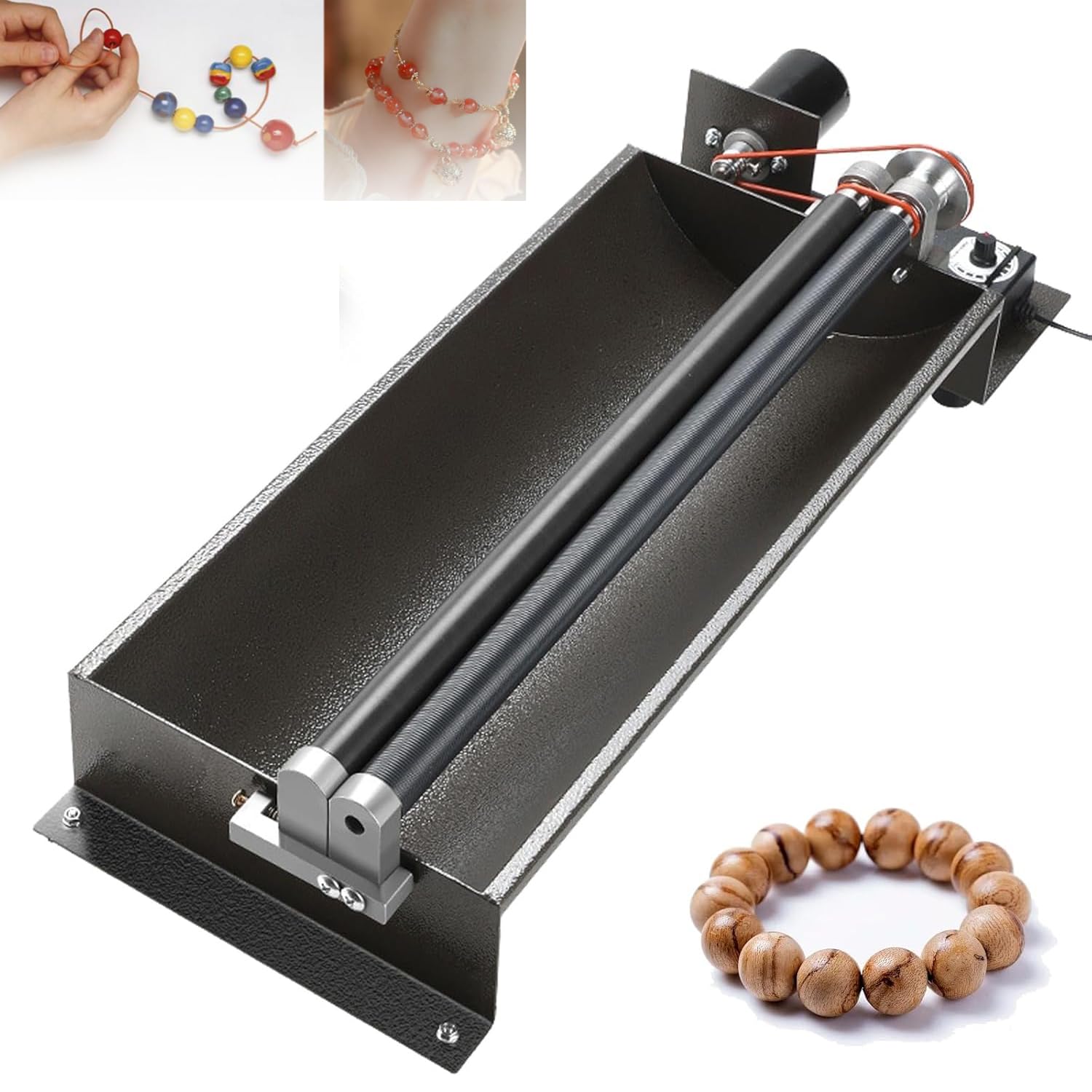 JXYQ Bead Stringing Machine, Heavy Duty Automatic Bead Threader, 3500 RPM, Adjustable Roller Width, Efficient Roller Speed, for Jewelry Making