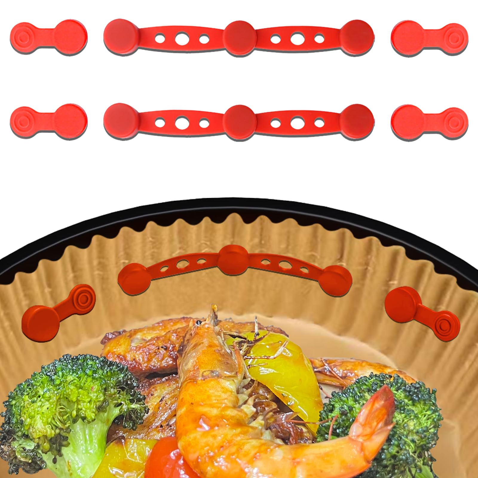 CITYBAN 4PCS Air Fryer Magnets For Parchment Paper?Air Fryer Magnets Silicone Buckle for Holding Down Lock Liners(Red))