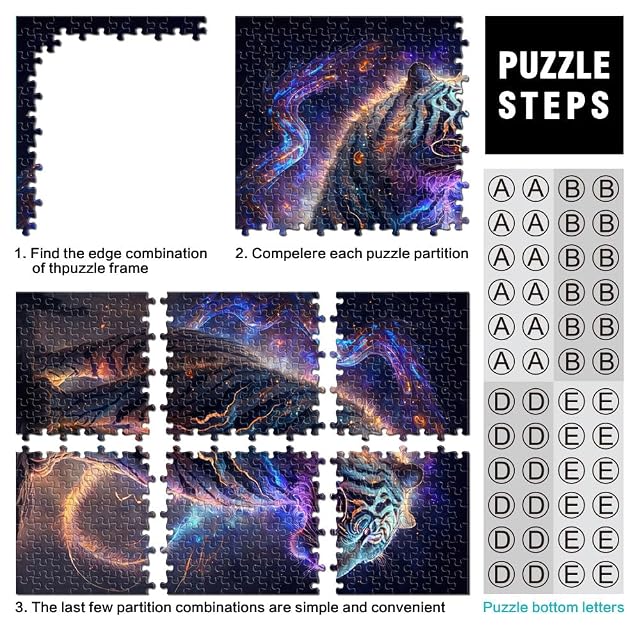 Foto 3 de 6 de Puzzle infantil Nebula Tiger, 1000 piezas para adultos y niños, 50 x 75 cm, rompecabezas de madera