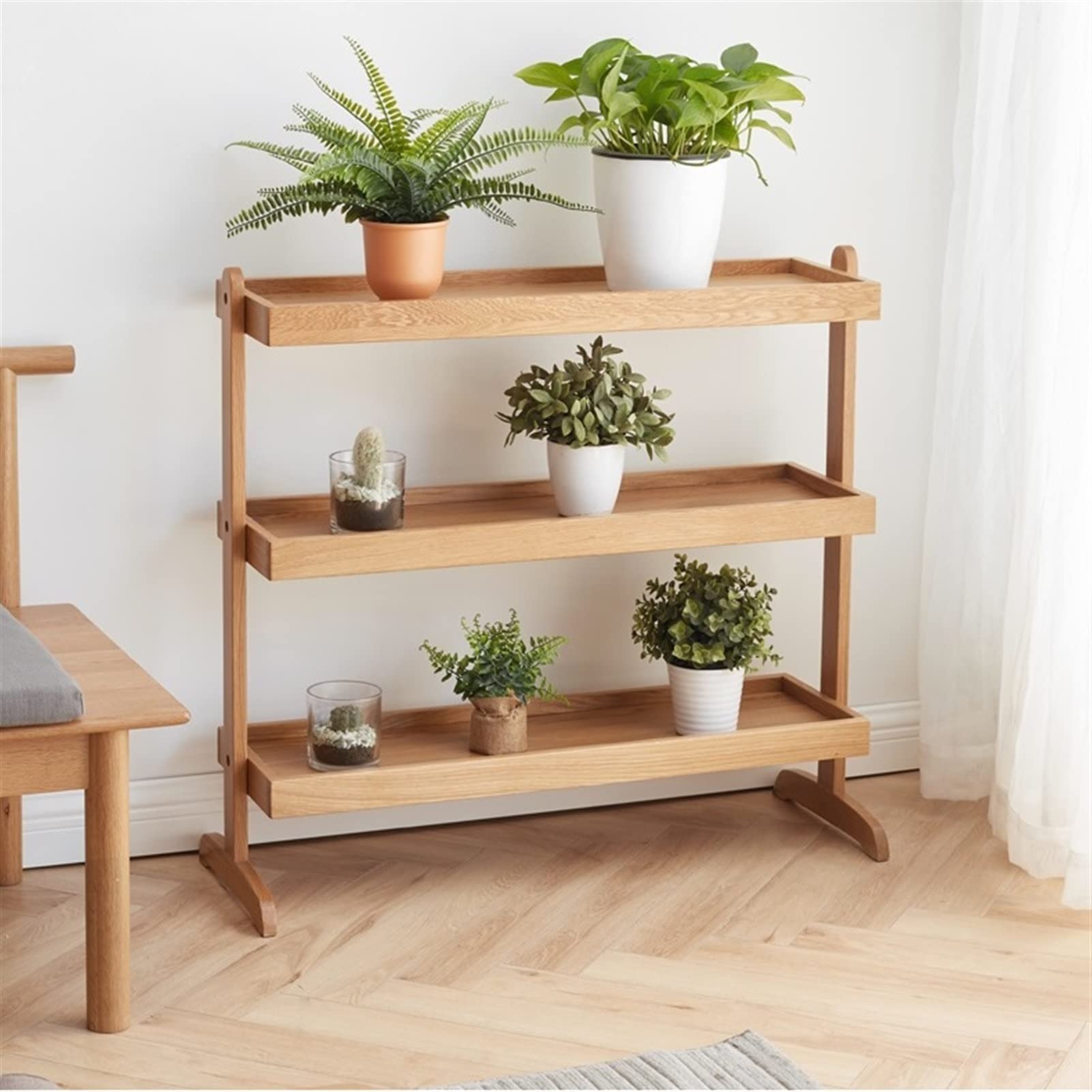 Support de fleurs en bois pour balcon, du sol au plafond, pour salon, extérieur, jardin, radis vert, support pour plantes