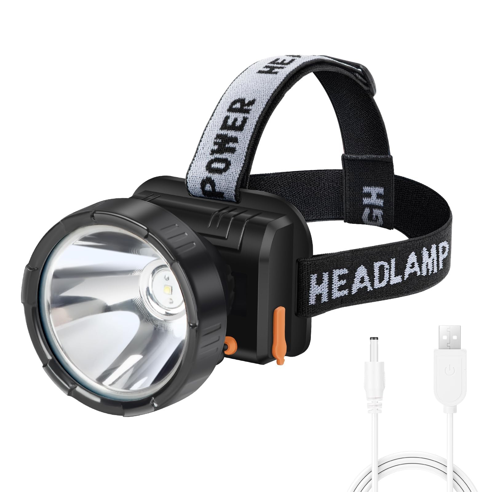 Headlamp Rechargeable - Super Bright Spotlight with 2 Modes - LED Flashlight Headlight for Camping Fishing Hiking