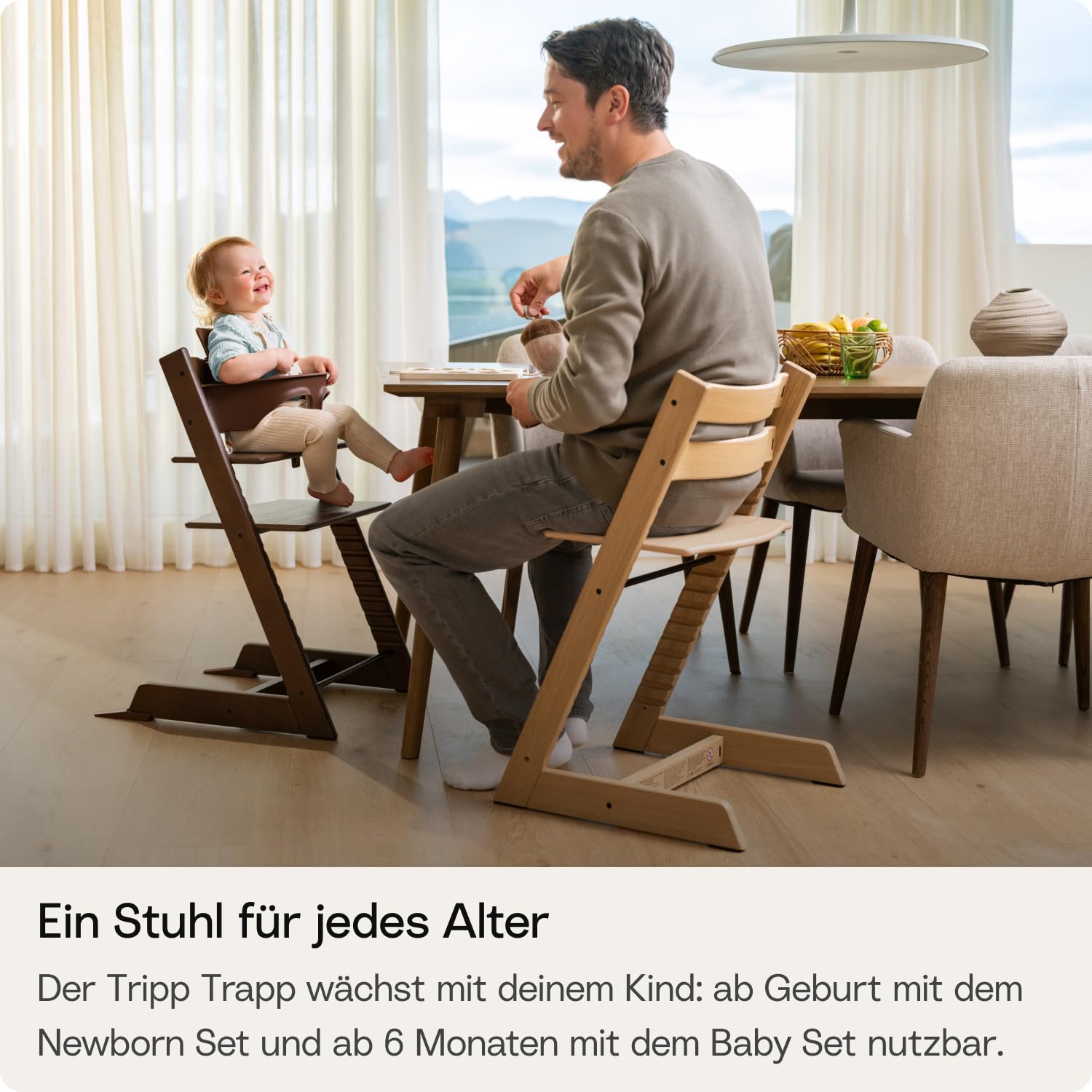 Stokke Tripp Trapp Hochstuhl, Glacier Green (inklusive Stuhl & Baby Set2) mit Newborn Set - Sicheres, verstellbares, ergonomisches Design