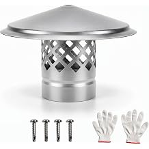 4 Inch Silver Iron Round Chimney Cap with Mesh Screen