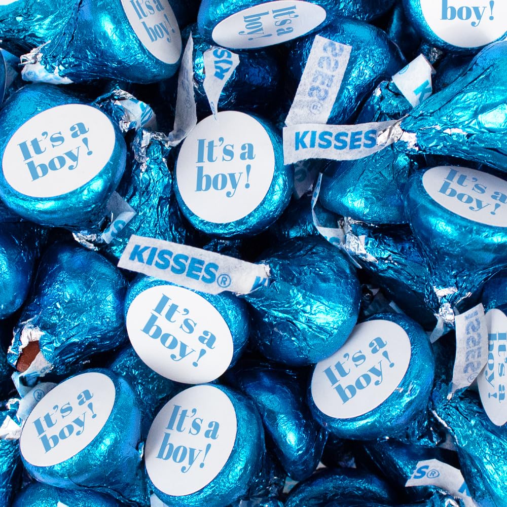 Its a Boy Blue Hershey's Kisses Candy (85 Count) - For Baby Shower Favors, Candy Buffets, Boy Baby Shower Decorations, and Thank You Gifts. No Assembly Required