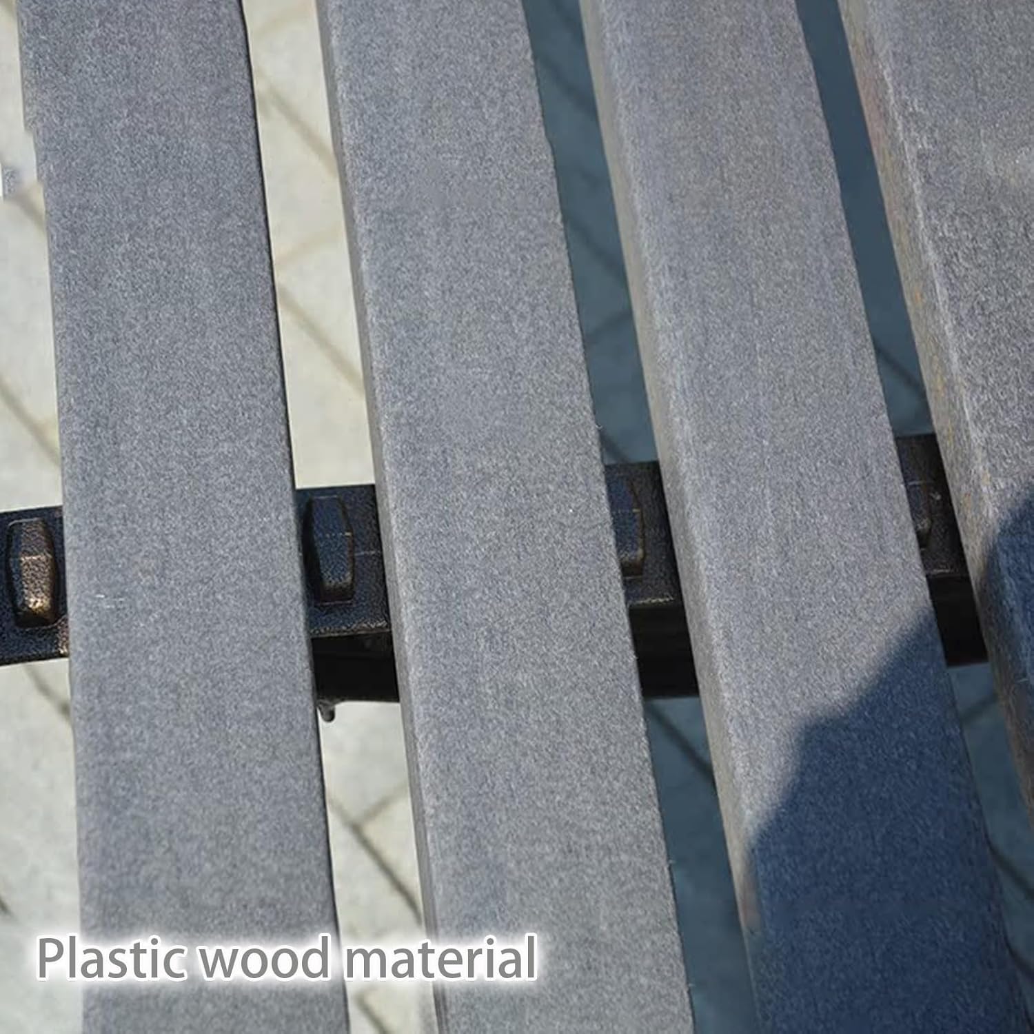 Outdoor Bench, Garden Bench with Backrest and Armrests, Metal Bench with Aluminum Frame, Park Patio Bench for Balcony Poolside Porch(Gray)