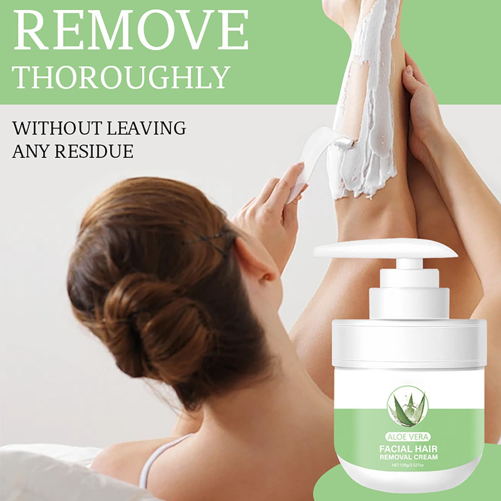 Crema depilatoria facial, crema depilatoria facial de aloe vera para mujeres para labio superior y mentón para mujeres, removedor de vello de aloe para piel sensible al cuerpo, suave y no irritante 4
