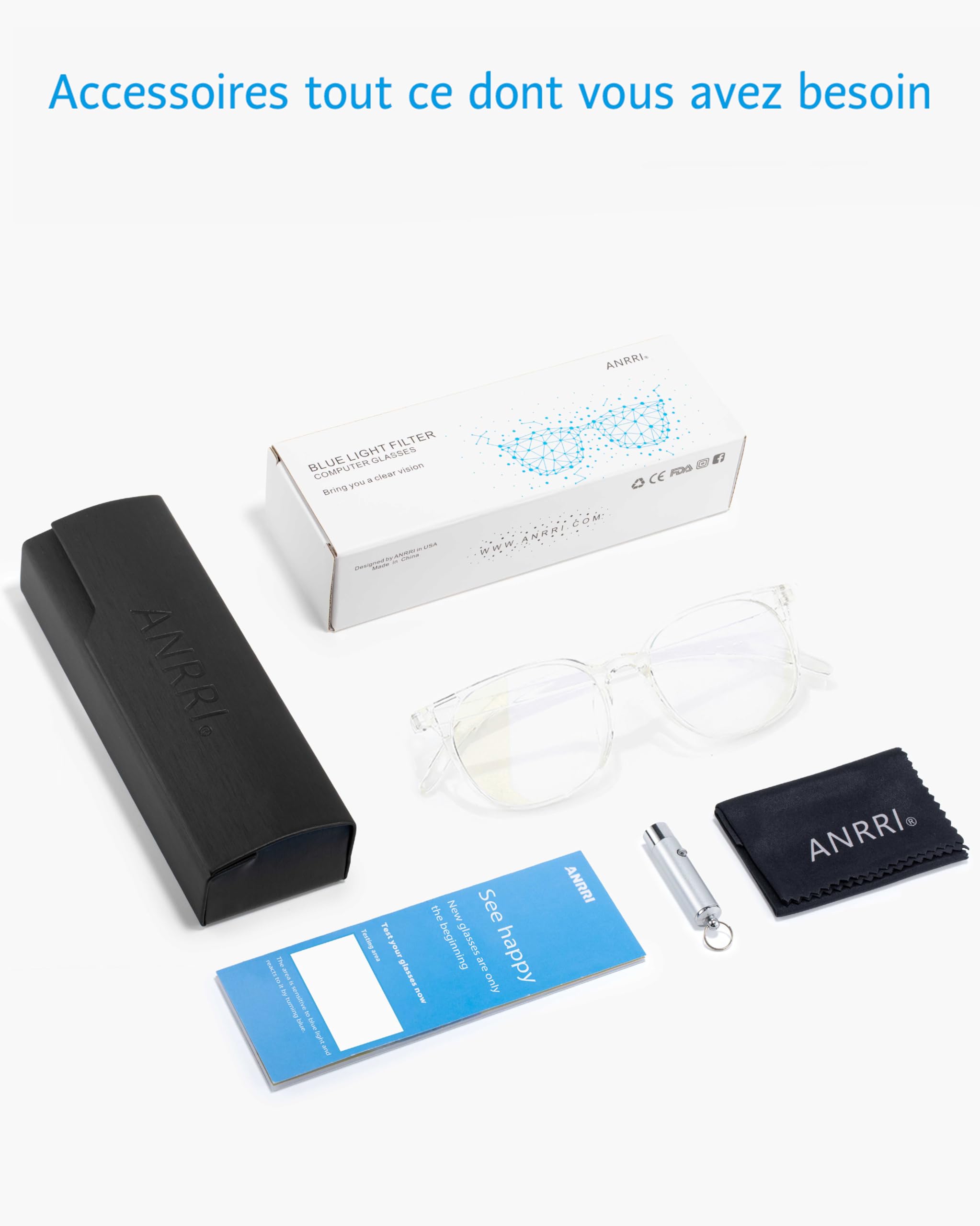 ANRRI Lunettes Anti-lumière Bleue pour Ordinateur, Protection UV, Anti-Fatigue oculaire, Lunettes de Jeu, Classic Black, M