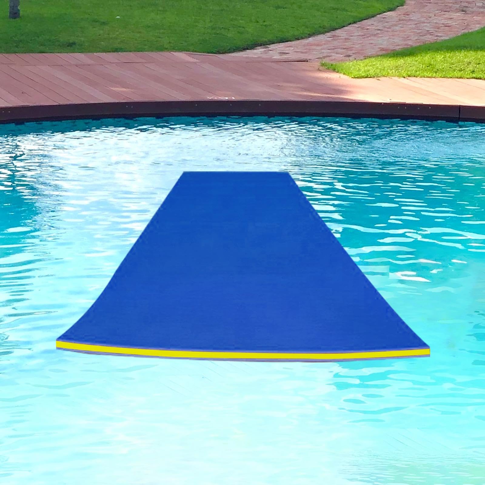 Schwimmende Matte Wasser Floating Pad Pool Raft Mat XPE Material Leicht zu Reinigen Und Transportieren für Sommer Surfen Wasserpark Urlaub Freizeit, Blau Gelb Blau