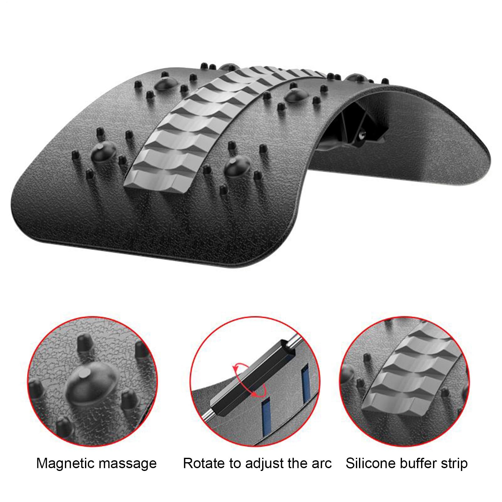 Back Stretcher, Lumbar Support Device, Spine Board, 14,57 x 8,46 pollici, Regolabile massaggiatore per correction Workout Recovery Sleep Yoga Car Bed Pilates Studio Travel Use