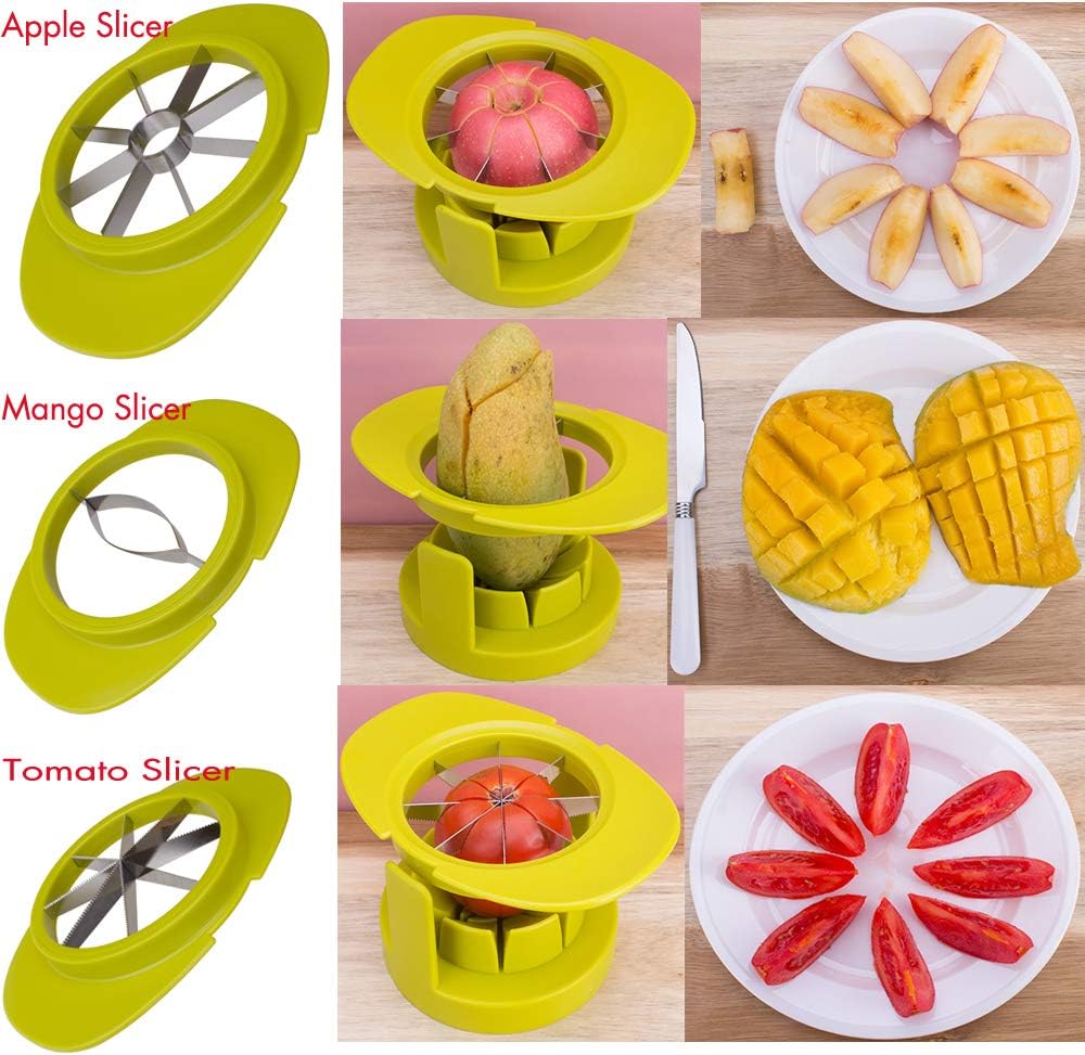 SameTech Easy Kitchen Tool 4-in-1 Fruit Mango Peeler Splitter Pitter Remover Apple Pear Corer Cutter Tomato slicer