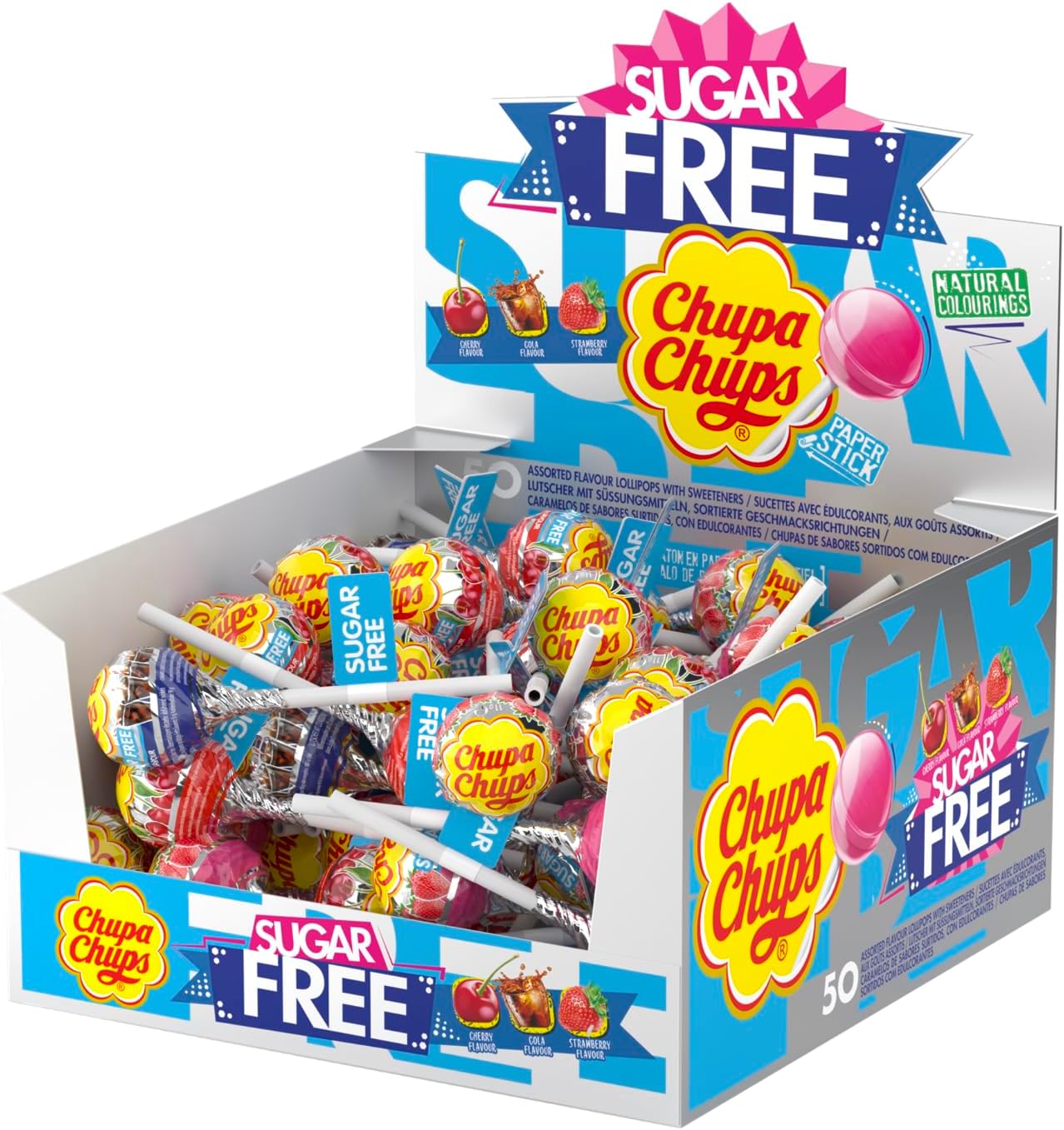 50 x Chupa Chups SUGAR FREE Lolly Assorted Flavours