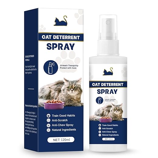Cat Deterrent Spray, Cat Repellent Outdoor to Keep Cats Away, Cat Scratch Furniture protector Indoor & Outdoor, Effective Training Aid, Cat Deterrent Outdoor for Cats and Kittens (Blue,120ML)