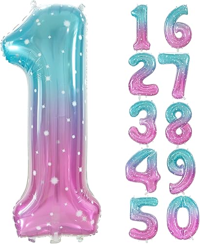 Globo número 1, globos de número grande de 40 pulgadas, decoración de fiesta de primer cumpleaños, suministros de decoración de primer cumpleaños