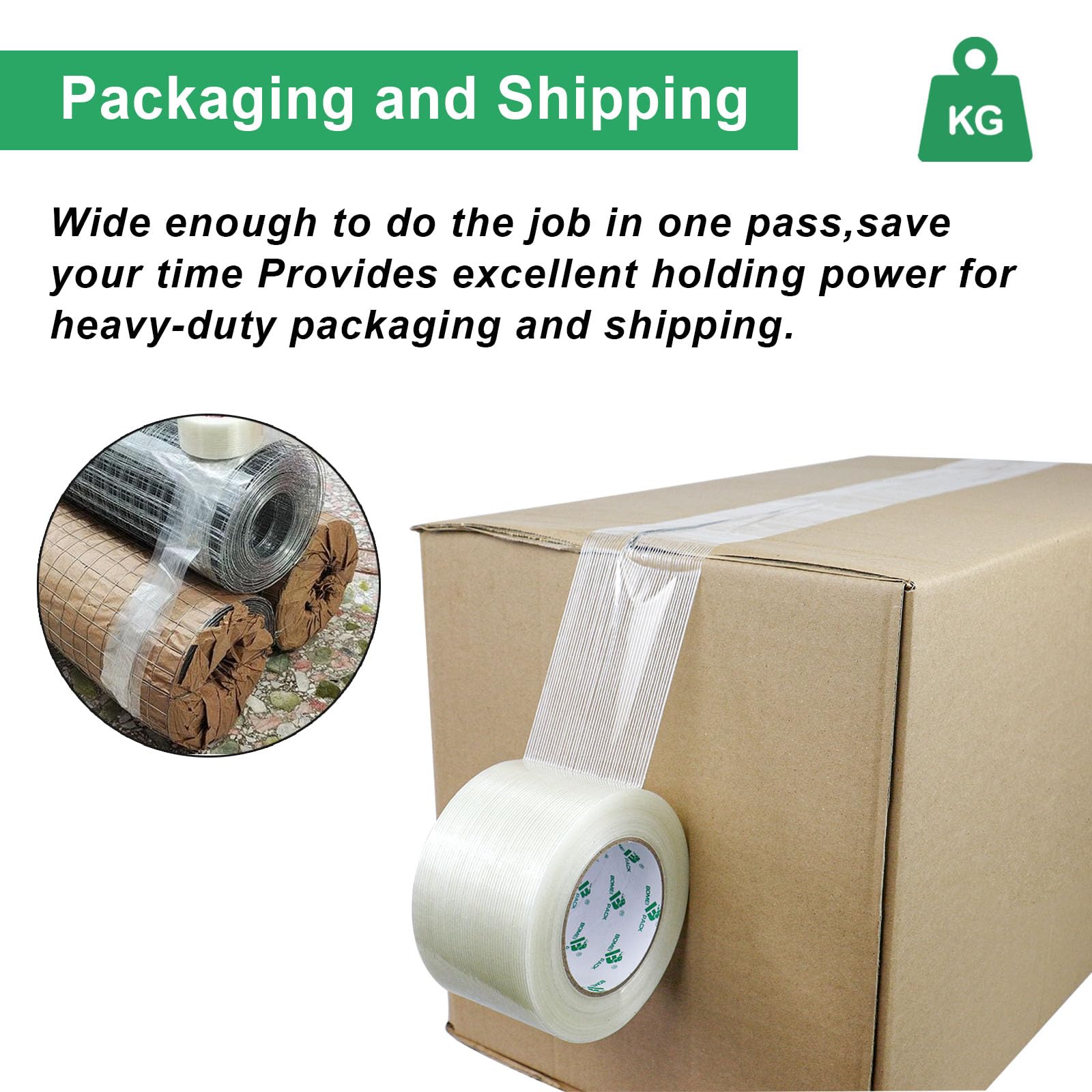 BOMEI PACK Nastro per reggiatura, 7,6 cm, resistente, largo 7,6 cm, 6 rotoli da 5,9 mm x 5,9 m x 54,4 m