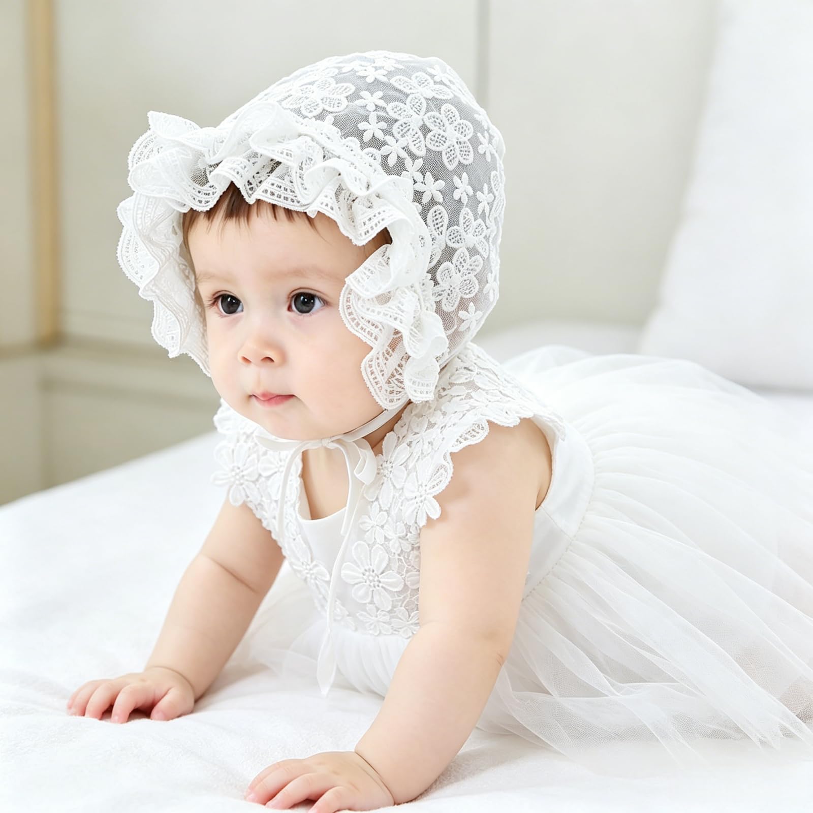 Robe pour Bébé Fille,Robe Tutu en Tulle Fleuri sans Manches de Princesse pour Cérémonie de Mariage,Anniversaire,Fêtes,Baptême,Vetement Bebe Fille,Nourrisson 6 à 24 Mois