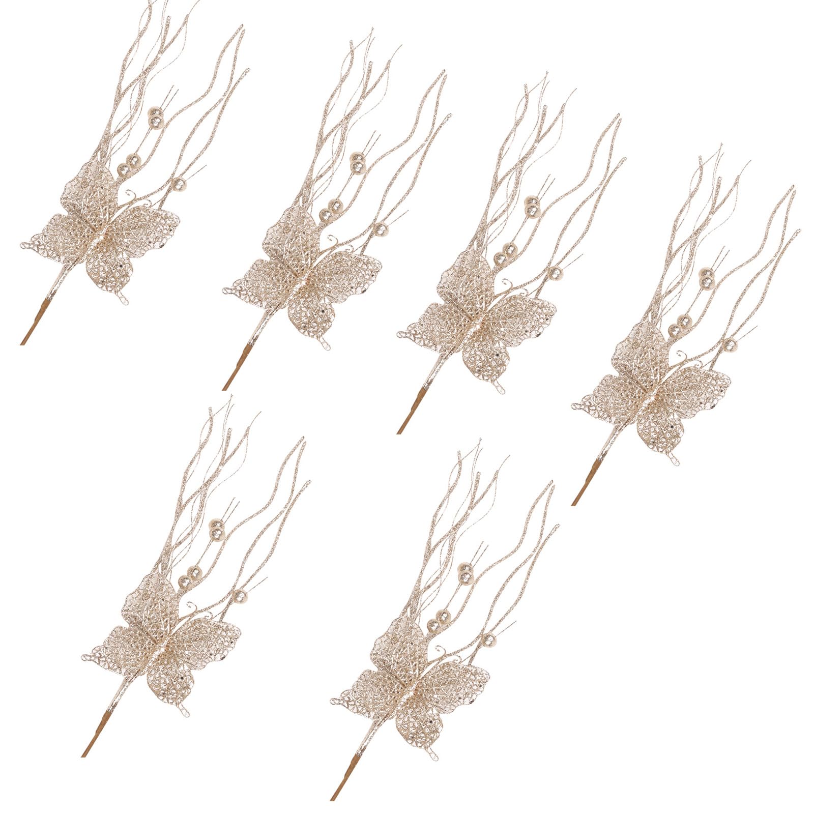 Hsioluted 6Pcs Artificial Berries Stems 17.7'' Artificial Berries Branch Christmas Holly Branch for Weddding Decoration Holiday Ornament