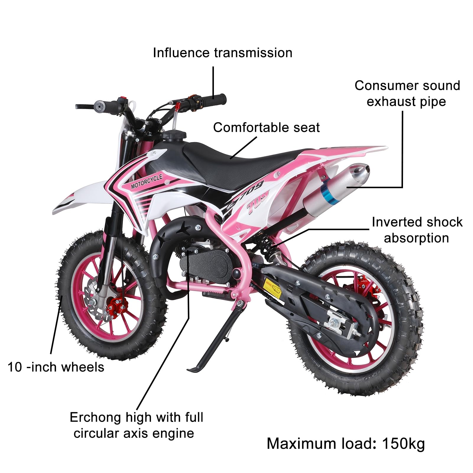 49 cm³ 2-suwowy motocykl dla dzieci, mini motocykl z silnikiem spalinowym, młodzieżowy motocykl off-roadowy, dziecięcy motocykl do jazdy w terenie, motocykl do treningu motocrossu na świeżym powietrzu