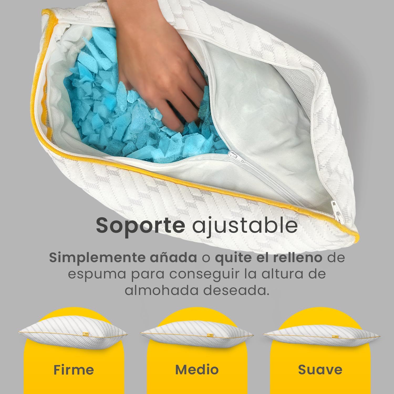 Cosi Home Almohada Viscoelástica Premium 71 x 45 cm Firmeza Ajustable, Transpirable con Funda de Bambú Extraíble y Lavable, Alivia tensión de Cuello y Cervical - Pack de 2