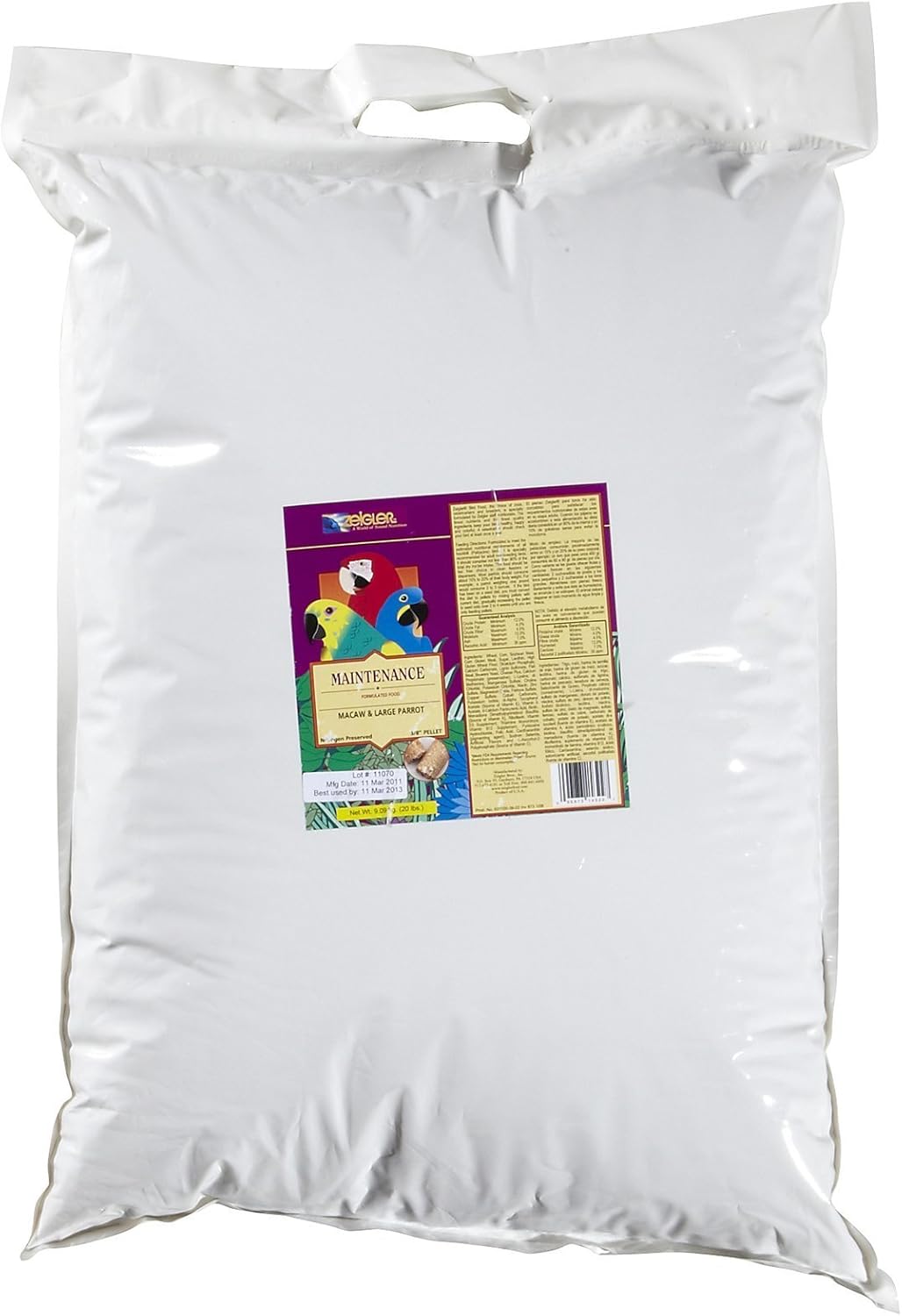 Zeigler Maintenance - Macaw & Large Parrot - 3/8" Pellet- 20 lbs