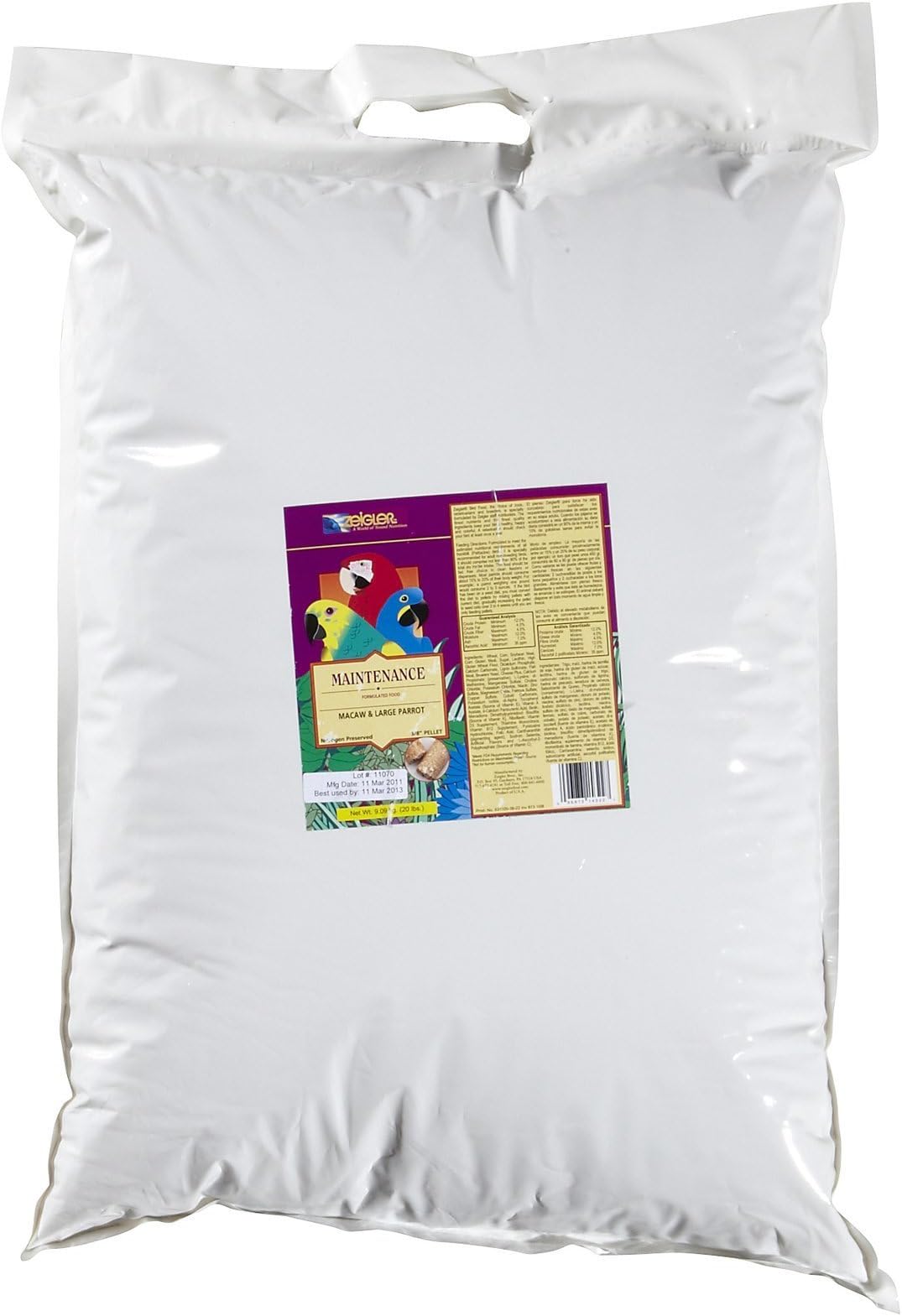 Zeigler Maintenance - Macaw & Large Parrot - 3/8" Pellet- 20 lbs