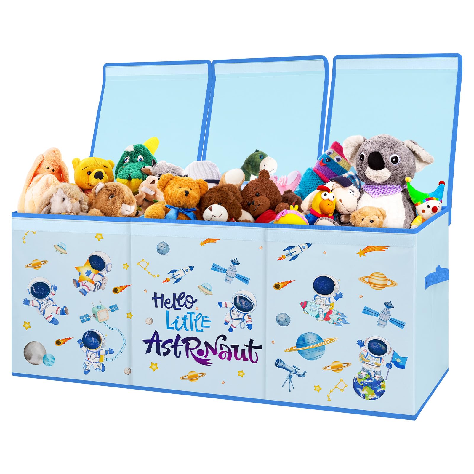 decalsweet Caja de Juguete Extra Grande con Tapa Abatible, Caja Almacenaje Oxford Plegable con Asa para Niños Niñas, Baúl Juguetes y Almacenamiento Impermeable Resistente, 96×32×40(Planeta Astronauta)