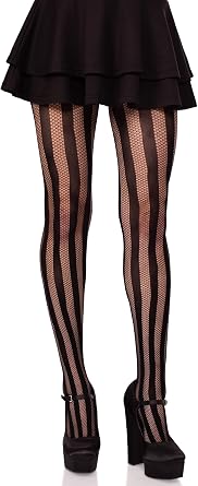 Leg Avenue Womens Net and Opaque Striped Tights Black One Size