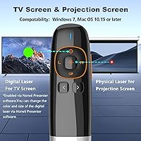 Vista 2 de Norwii N86s - Clicker ergonómico de presentación inalámbrico para pantalla LED LCD TV con puntero digital, Air Mouse Presentation Clicker