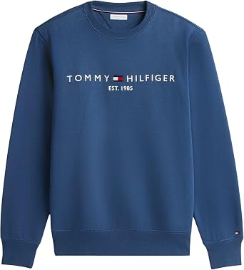 Tommy Hilfiger Men's, Tommy Logo Sweatshirt Mw0Mw11596, Pullover Sweatshirt, Aegean Sea, XS