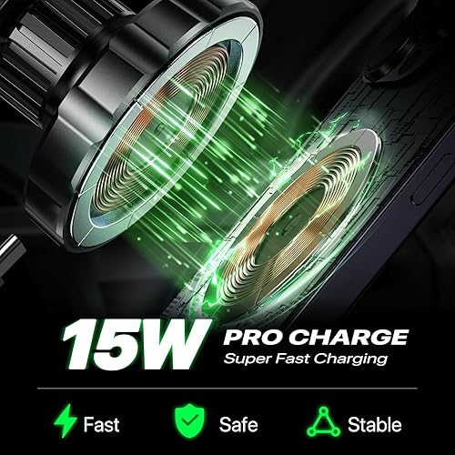 Miniatura 2 de Miracase Cargador de coche MagSafe, cargador inalámbrico magnético de carga rápida de 15 W, soporte de teléfono para ventilación solo compatible con