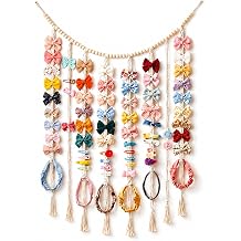 Macrame Bows Holder Hanging Bows Organizer for Hair Hanging Photo