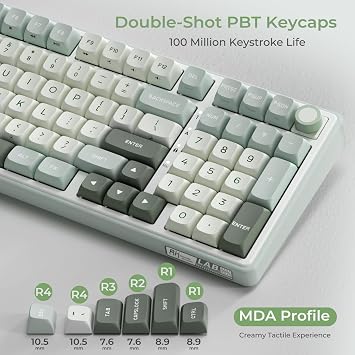 RK ROYAL KLUDGE R98 Pro 有線メカニカルキーボード RGB PCゲーミングキーボード ナンバーパッドとボリュームノブ付き ガスケットマウント MDA Profile PBT キーキャップ Win/Mac用 ホットスワップ可能なリニアクリームスイッチ
