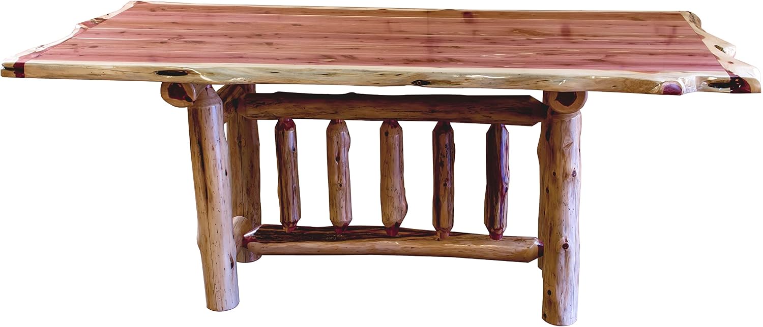 Furniture Barn USA-Rustic Trestle Table- Red Cedar Log 36" x 60" Trestle Dining Table