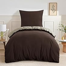 RUIKASI Bed Linen 155 x 220 cm Brown Khaki 2-Piece - Reversible Bed Linen Duvet Cover 155 x 220 cm with Zip, Oeko-Tex Microfibre Bed Linen Sets, Soft and Non-Iron