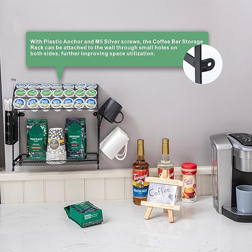 Miniatura 7 de FlagShip Soporte para tazas K para cápsulas de café, organizador de tazas K para barra de café, ahorra espacio para encimera de cocina (capacidad de