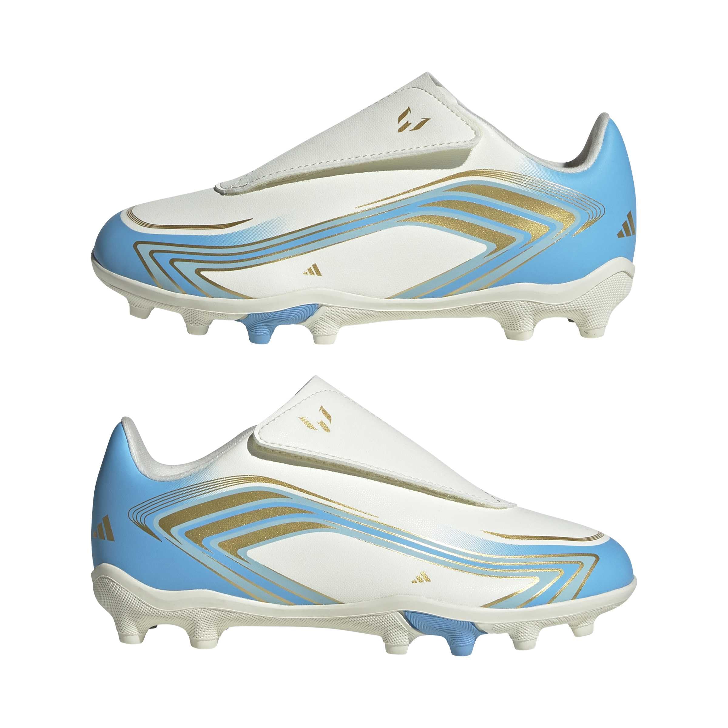 adidas Unisex-Kinder F50 Messi Club Fußballschuhe mit Klettverschluss, Fester Boden/Multi Ground