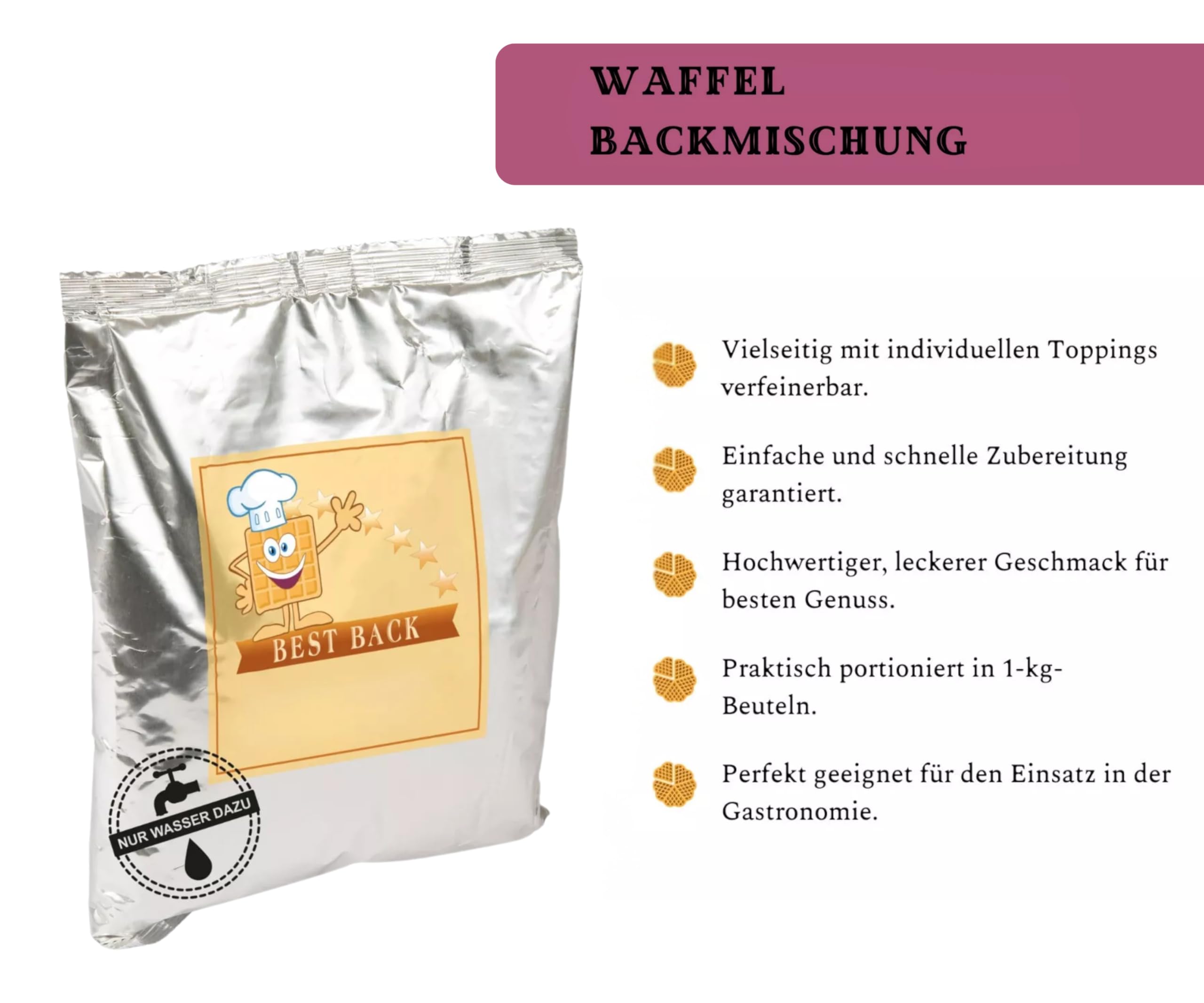 BEST BACK Waffel Backmischung 5 kg, 5er Pack (1kg)