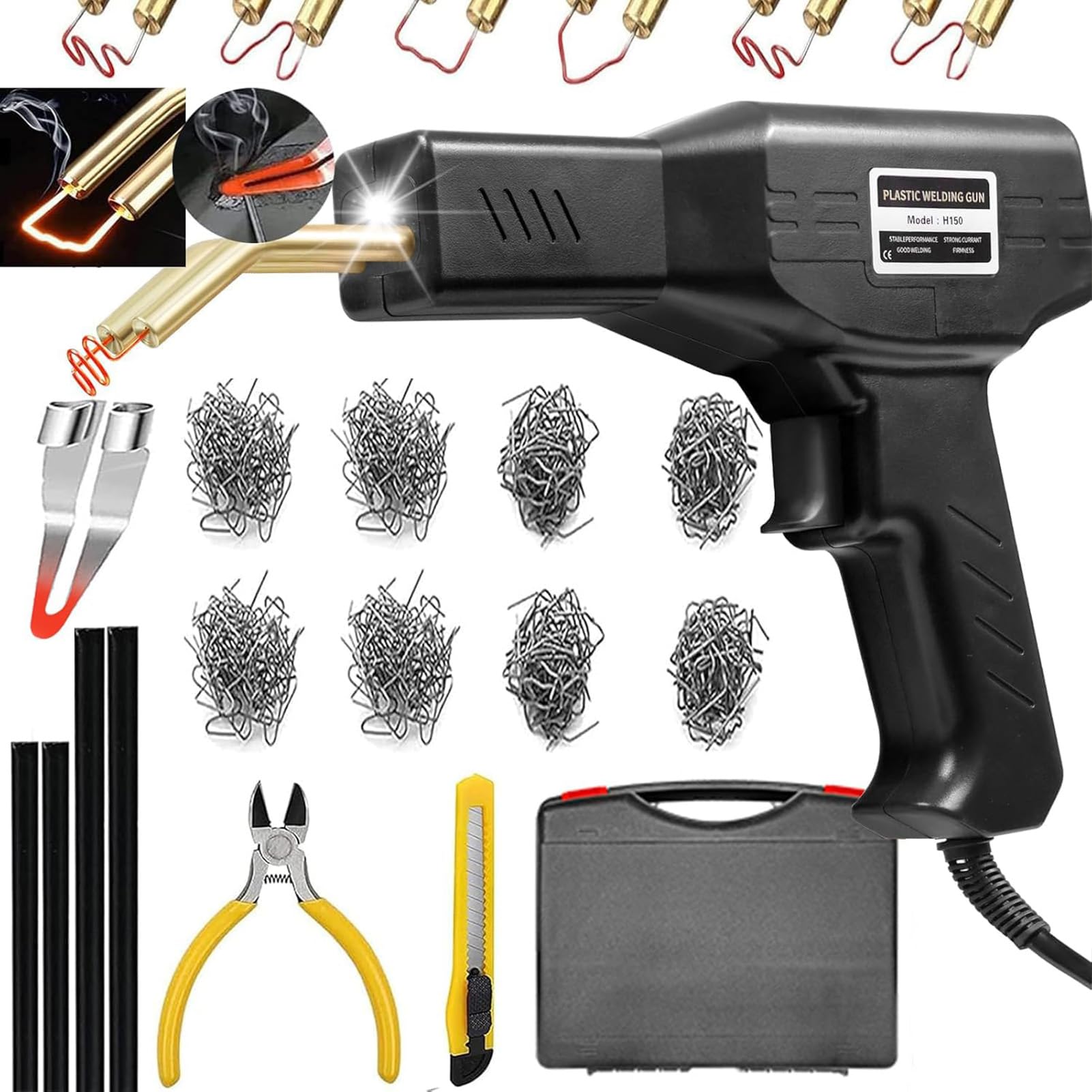 Agrafeuse à chaud pour soudure plastique 150W avec accessoires de lissage