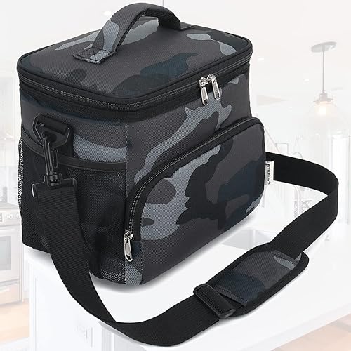 Miniatura 8 de Bolsa de almuerzo reutilizable aislada para adultos, lonchera grande para mujeres y hombres con correa ajustable para el hombro, bolsillo frontal