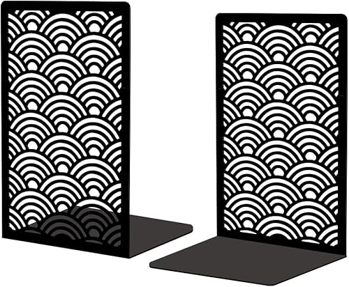 Miniatura 13 de Peacoblue Sujetalibros de metal para estantes, modernos topes decorativos resistentes para libros de estudio, para oficina, escritorio, estante,