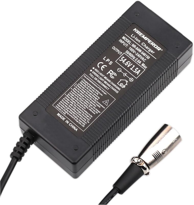 Carregador para bateria de lítio 48 V 13S, saída 54,6 V 1,5 A, conector XLR dourado de 3 pinos NREMPEROR