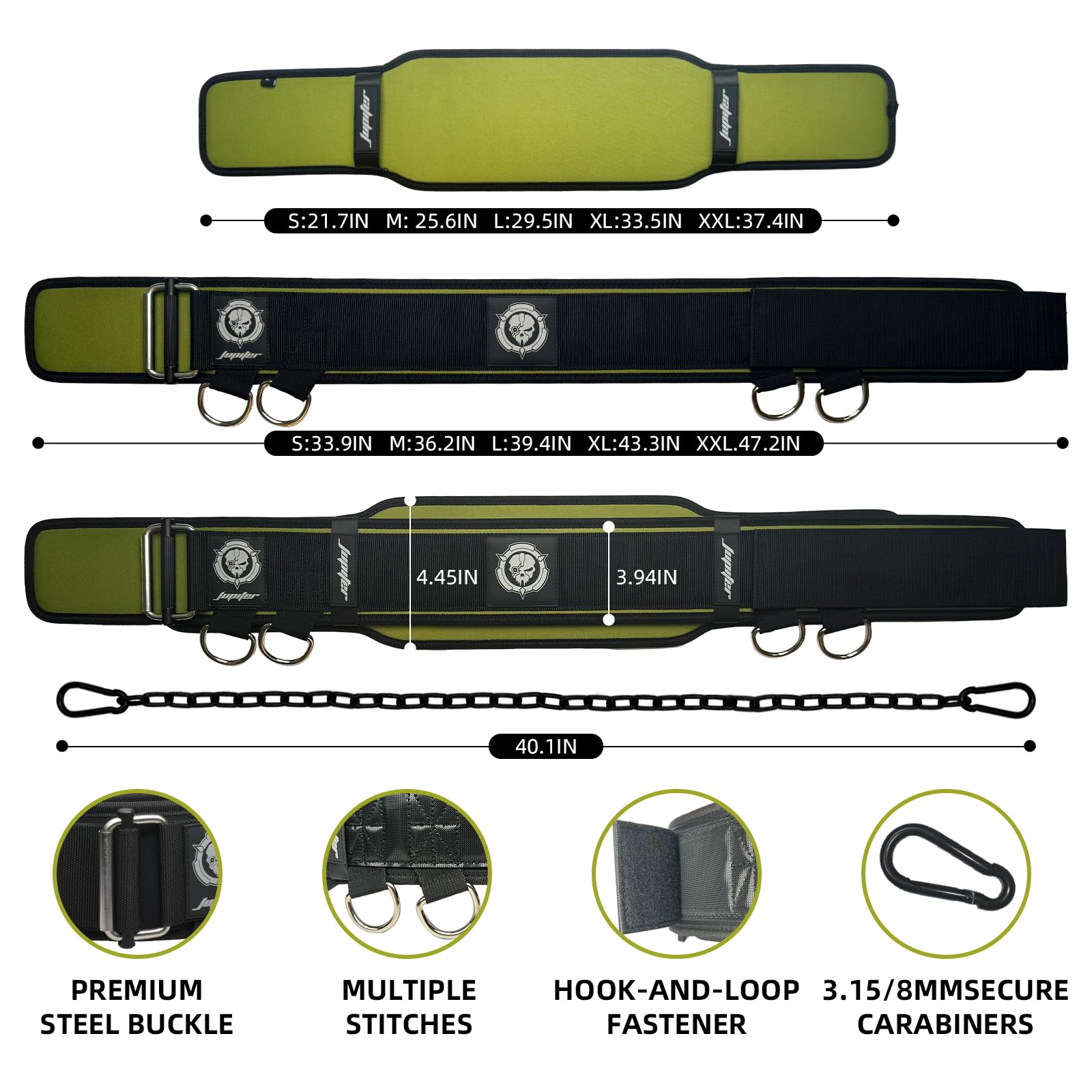 Cintura per sollevamento pesi 2 in 1 e cintura con catena per allenamento con pesi, sollevamento pesi, squat, stacchi, powerlifting, per uomini e donne