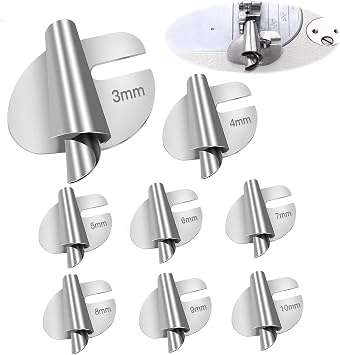 Sewing Rolled Hemmer Foot, 3-10mm Hemming Foot for Sewing Machine - 8 Sizes Wide Spiral Stainless Steel Rolled Hem Foot Tool for Household Industrial Sewing Machine Supplies