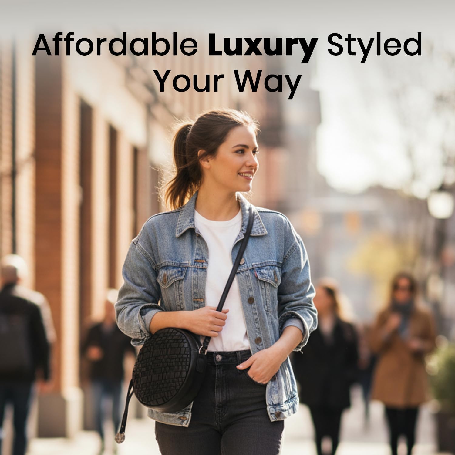 Genuine Leather Round Crossbody Bags For Women, Sling Bag For Women Crossbody Purse Trendy Casual - Image 2