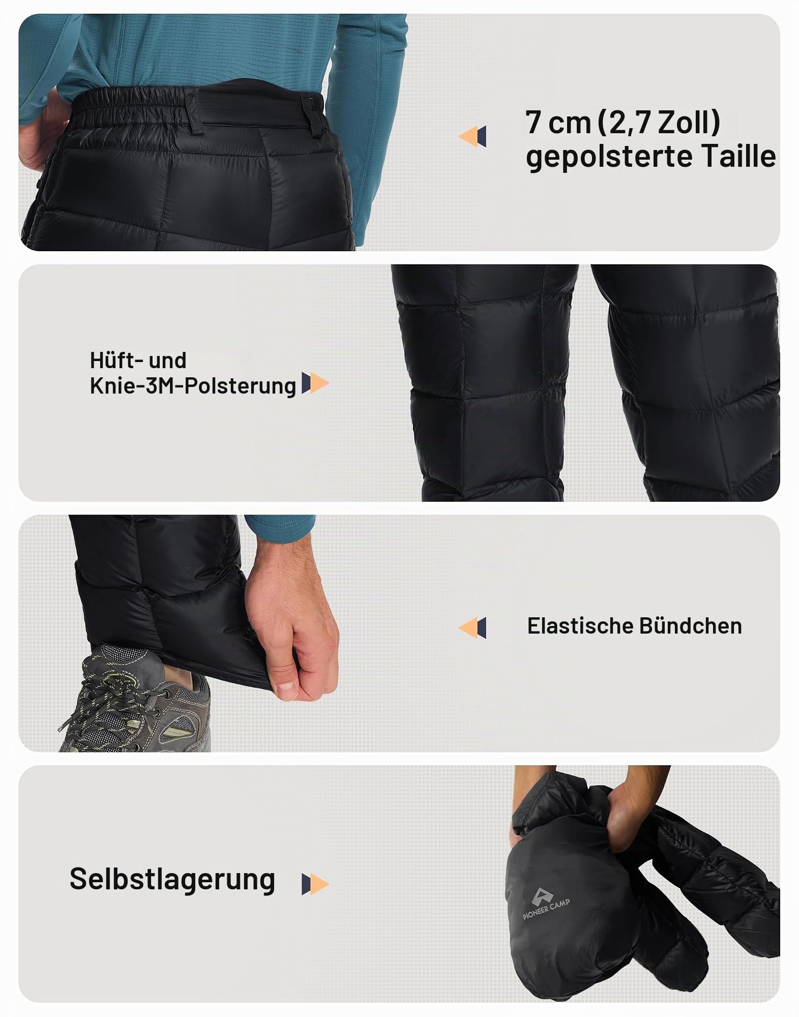 Pioneer Camp Daunenhose Herren Dicke Warm Ultraleicht Schnee Skifahren Thermische Hitze Heißer Outdoor Winddichte Daunenhose Winterhose, Perfekt für kalte Wetterbedingungen