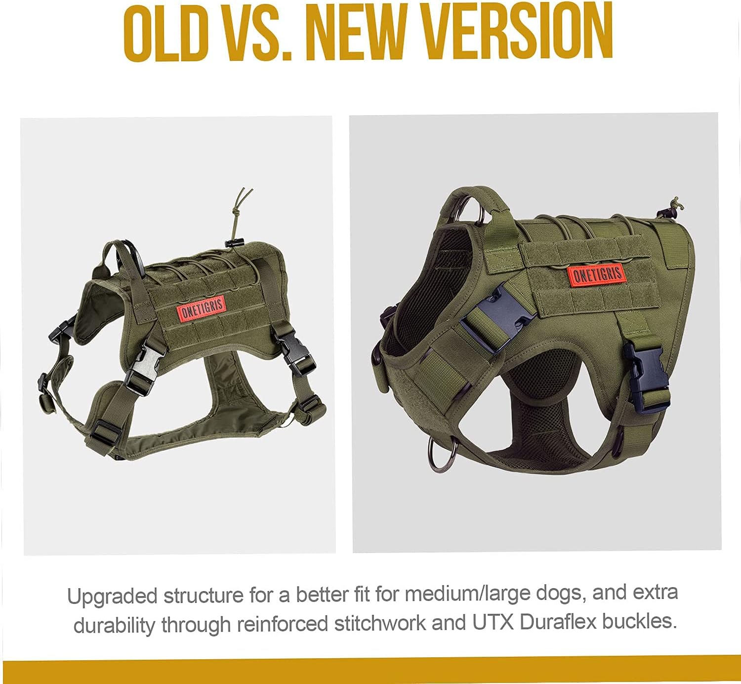 OneTigris Tactical Dog Harness Vest,No-Pull Service Dog Vest with Hook & Loop Panels,Adjustable Dog Vest Harness for Walking Hiking Training(S - Image 4