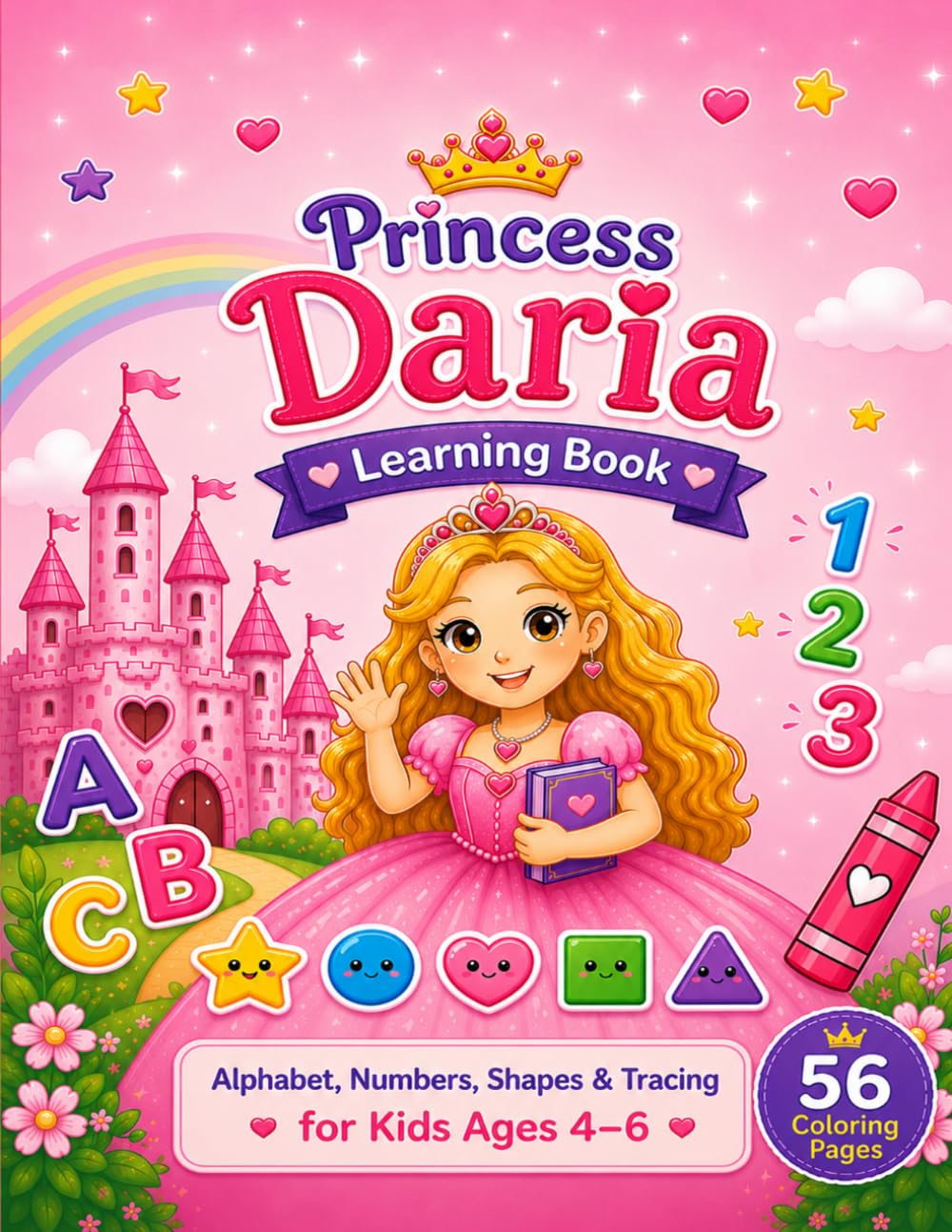 Princess Daria Learning Book: Alphabet, Numbers, Shapes & Tracing for Kids Ages 4–6 (Princess Daria Series)