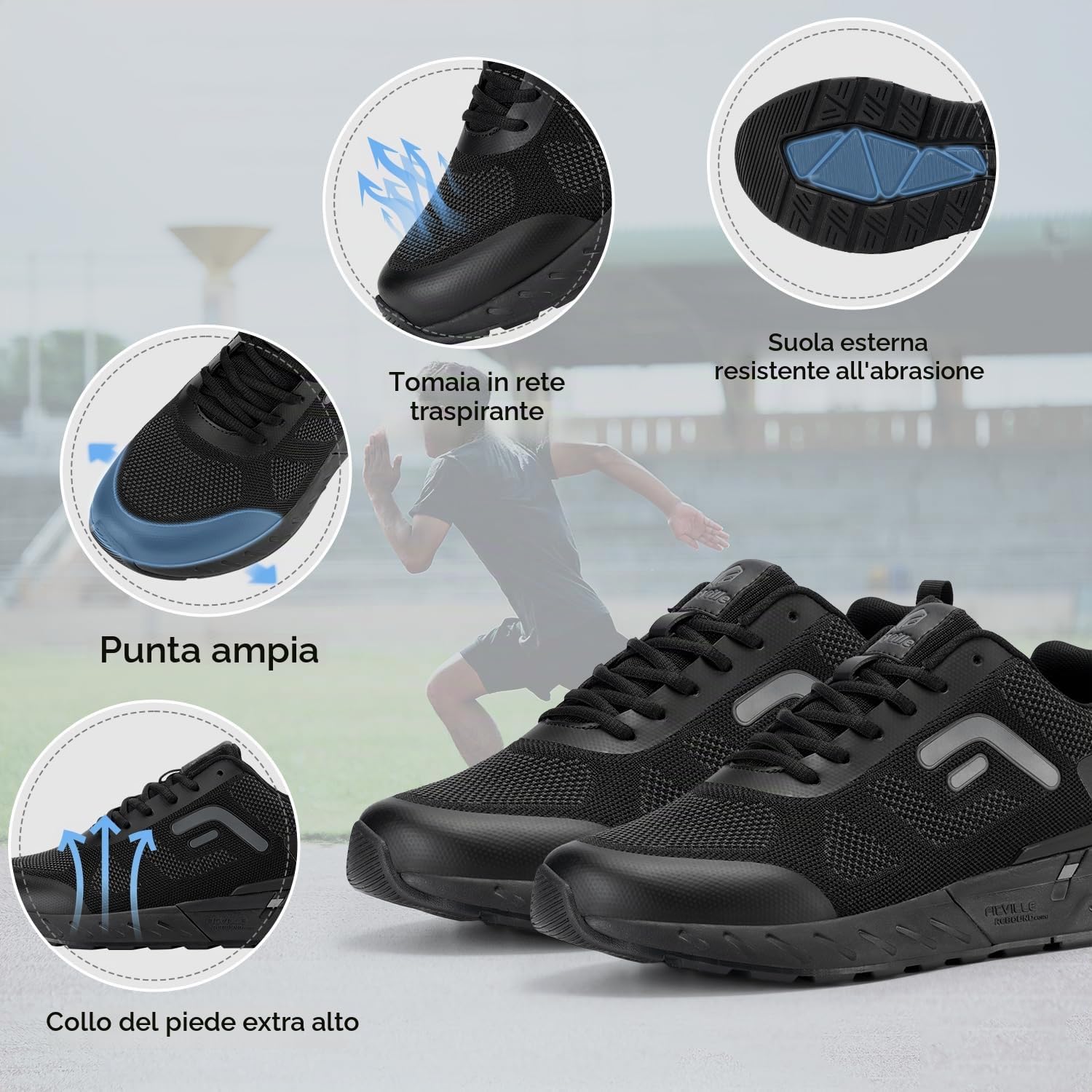 FitVille Scarpe da Camminata Uomo Pianta Larga Sneakers Ginnastica Casual Sportive Scarpe da Corsa Running Larghe Jogging