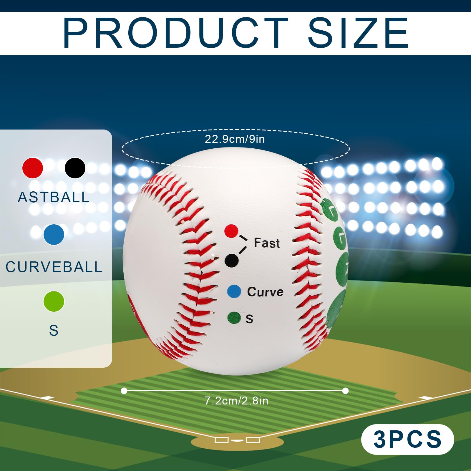 3 Pezzi di Palle Allenamento basebal, Allenamento di Baseball con Posizionamento Delle Dita Attrezzatura per l'Allenamento di Baseball per Principianti per Imparare le Prese da Baseball