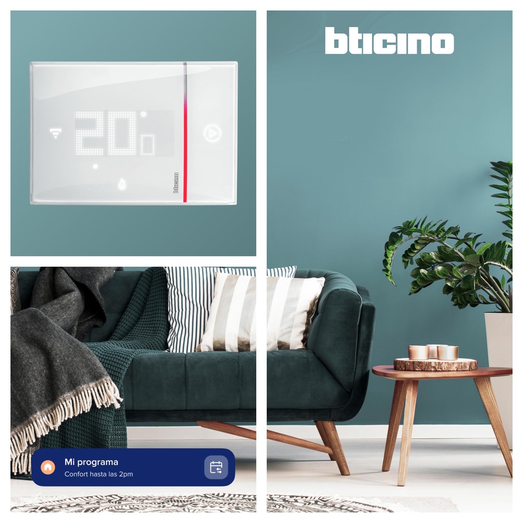 BTICINO Smarther with Netatmo, Termostato Conectado, WiFi, Control con la App Home + Control, Compatible con Alexa, Google Assistant & Apple HomeKit, Instalación en Superficie, Blanco (XW8002WE)